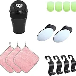 Oblivion Car Cleaning Kit Combo 14 Pcs – Multi-Purpose Washable Towel 3 Pc, Mini Trash Bin 1 Pc, Tyre Valve Caps Glow 4 Pc, Blind Spot Wide Rear View Mirror 2 Pc, Backrest Hanger 4 Pc for Cleaner Set-picture-13