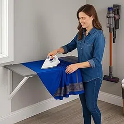 Wow Craft Wall Mounted Foldable Ironing Board, Black, Space Saving Design with Washable Cover, 122 x 52 cm-picture-57