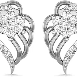18k (750) White Gold and Diamond Stud Earrings for Women-image-53