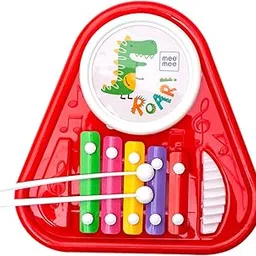 Mee Mee 2 in 1 Cheerful Musical Xylophone Cum Drum, 5 Multicolored Key Keyboard, Toys for Kids (Red)-image-32