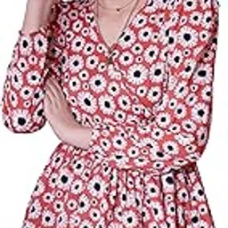 sheetal associates Women's Crepe Puff Sleeves Peplum Top with Floral Printed Regular Fit Full Sleeve and V-Neck Maxi Length image 1