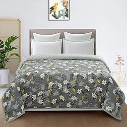 UltraSonic Quilted 120 GSM Microfibre Reversible Double Bed Printed Comforter/Quilt/AC Blanket/Dohar Breathable Cozy Super Soft 254 X 228 Cm, Color - Grey and White-picture-43