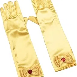 kidzoomart Girls Long Satin Gloves with Bow and Red Gem – Princess Costume Accessories for Halloween, Dress-Up, Cosplay & Birthday Parties-picture-49
