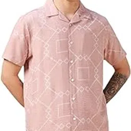 dennis lingo Men Printed Polyester Relaxed Fit Cuban Collar Half Sleeves Casual Shirt-picture-55