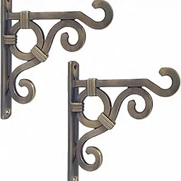Growfynd ® Metal Wall Hook Hanging Plant Bracket Brass Antique Finishing | Decorative Straight Plant Hanger for Pots, Bird Feeders, Planters, Lanterns, Cotton, Wind Chimes Indoor Outdoor (Pack of 2)-picture-27