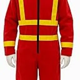 SHIV VESH BHUSHA Kids Firefighter/Worker Costume for Boys & Girls | Red Velvet Fancy Dress with Yellow Stripes & Cap | Community Helper Dress for School Competition, Role Play & Theme Party-image-82