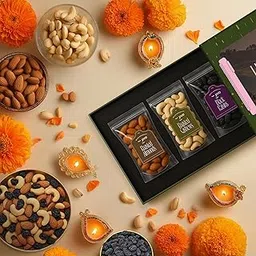 Jivo Dry Fruits Gift Box | Roasted Cashews, Roasted Almonds with Black Raisins | Gift Hamper for Diwali, Festivals, Family, Friends & Corporate Gifting. image 1