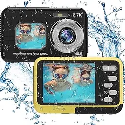 Waterproof Camera 11.5ft Underwater - 48MP Video Output 16X Digital Zoom Digital Camera, Anti Shake Waterproof Vlog Camera with 1.7in + 2.8in Dual HD Screen (Black)-picture-50