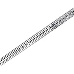 ikis 1 Pairs Stainless Steel Metal Chopsticks, Dishwasher Safe Reusable Light Weight Stainless Steel Chopsticks (Silver)-picture-21