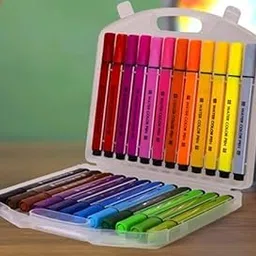 Colorful Washable Water Color Pen Set for Paint & Design - 24 Pcs Color Marker For Kids Triangle Shaped Color Pencils (Set of 24, Multicolor)-picture-34