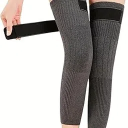khwaish store Khwaish Unisex Thermal Fleece Leg Warmer Soft Plush Cashmere Fleece Thick Knee Brace with Adjustable Strap Warmer For Knee Protector Arthritis Joint Pain Relief-picture-56