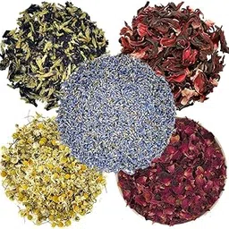 Ikon Aromatics Combo of Dried Lavender, Butterfly Blue Pea, Chamomile, Rose Petals, Hibiscus Flower Petals Aromatic Edible for Homemade Lattes, Tea Blends, Bath Salts, Gifts, Crafts Each Pack - 20g-image-46