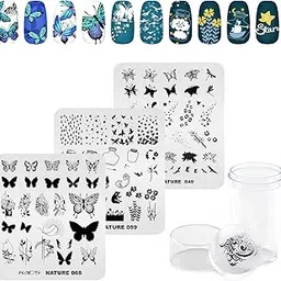 KADS 3 Stamping Plate & Silicone Stamper Set Nail Stamp Template Butterfly Drifting Bottle-picture-21