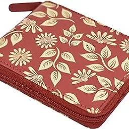 wildhorn Women’s Zip Around Wallet – Premium Leather Floral Print Purse | Stylish Clutch with Zipper Closure & Multiple Card Slots for Ladies & Girls (RED)-picture-26