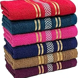STAMIO Cotton 390 GSM Hand Towel Set of 6, 13 X 21 inches for Men, Women, Home Use, Gym, Wash Basin, Kitchen | Soft, Absorbent, Quick Dry, Small Size Towels, Travel Friendly | Multicolor (Multicolor)-image-79
