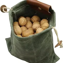 Wugebud 1 Pcs Camping Outdoor Foraging Bag Leather Waxed Canvas Foraging Pouch Leather Belt Pouch Fruit Picking Bag for Camping Outdoor Waist Hanging Tool Bag Jungle Travel Bag-picture-15