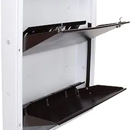 Orril Powder Coated 21 2 Door Shoe Rack Made Of Steel(White Brown, Make In India)-Made In India, 5.5 X 21 X 27 Inch-picture-16