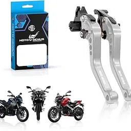 Pulsar NS200 NS160 RS200 Adjustable Clutch & Brake Lever Set | 6-Position CNC Aluminum Bike Levers | Heavy Duty, Ergonomic Motorcycle Hand Levers (Silver)-image-2