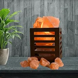 Himalayan Salt Lamp with Wooden Base, Natural Pink Salt Crystal, 4x4.5 Inch, Air Purifying Table Lamp-picture-14