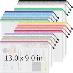Umriox Mesh Zipper Pouch, 16.9x12.4 in (16 Colors, 32 Packs), Zipper Pouches for Organizing, Clear Zipper Pouches for School Office Supplies (16 Pack - 13.0x9.0 in)-picture-47