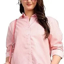 adbucks Women's Comfort Striped Spread Collar Long Sleeves Casual Shirt-picture-51