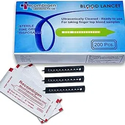 Recombigen Sterile Stainless Steel Blood Lancet, Glucometer Lancet - 200 Count-picture-24