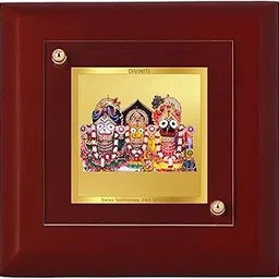 DIVINITI 24K Gold Plated Foil Lord Jagannath Ji Photo Frame For Home Decor, Table Top|Religious Photo Frame Idol For Pooja, Prayer, Gift MDF 1A (10x10 CM) image 1