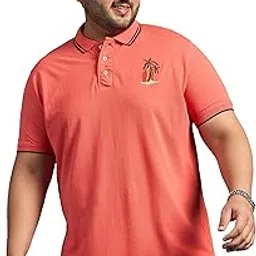 bigbanana Men Plus Size Pink Color Solid Polo T-Shirt-picture-48