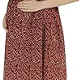 mesmeriical Maternity & Nursing Cotton Midi Dress for Women | Rust Red Printed Feeding Dress with Ruffle Sleeves | Stylish Comfortable Fit for Pregnancy & Postpartum-picture-46