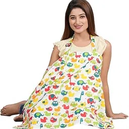 SHOPAXIS EcoComfort Organic Cotton Nursing Cover - Breathable & Adjustable Feed Cover for Ultimate Breastfeeding Ease, All-Natural (MultiGiraffe, Animal Print)-picture-10