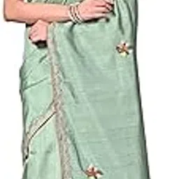 saantha Sea Green Silk Blend Saree with Hand Embroidery-picture-67