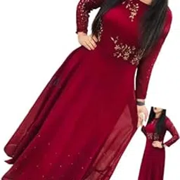 Fancy Georgette Ethnic Gown for Women (V Collection_P-29817959-2XL) Maroon-picture-30