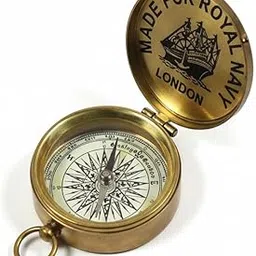 Royal Navy Brass Pocket Compass - Functional Engraved Compass - Vintage Marine Navigator & Collector's Gift-Golden Finish (NA1170)-picture-14