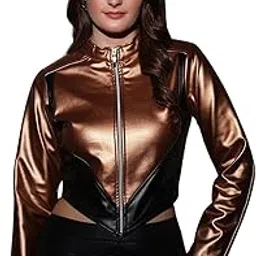 tandul Solid Gold Women's Jacket-Faux Leather, Regular, (10558)-picture-51