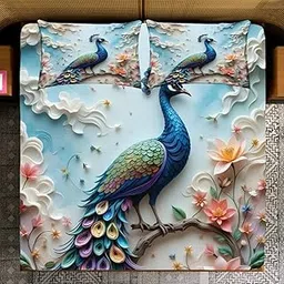 Heavy 7D Digital Glace Cotton Super King Bedsheet 110x110 Inch | 400 TC Premium Flat Double Bed Sheet with 2 Pillow Covers | Seamless No-Joint Printed Design | Ultra Soft & Durable | (Design-1)-picture-30