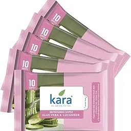 Kara Refreshing Facial Wipes 10 Pulls (Pack of 5) | Wet Wipes for Face With Aloe Vera, Cucumber & Vitamin E | Cleansing, Hydrating | Paraben & Alcohol-Free-image-13