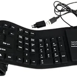 Virza trade Roll-up Silicone 109 Keys Waterproof Portable Flexible Keyboard, Foldable Silent Keyboard with USB 2.0 for PC Notebook Laptop-image-54