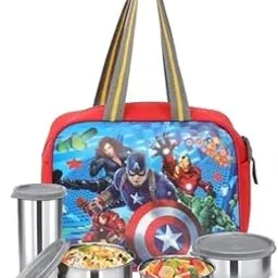 HIGHFLIER Stylish Superheros Themed Lightweight Lunch/Storage/Tiffin Bag for Kids, Pack of 1 (Red)-picture-26