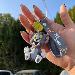 TT Tom & Jerry Cute Silicone 3D Key Chain with Strap Charm & Metal Hook, Key Rings Gift for Kids, Girls, Boys, Men & Women-image-22