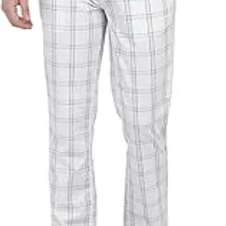 crimsoune club Men White Windowpane Checked Lounge Pants-picture-43