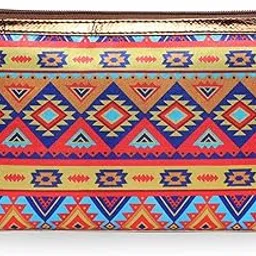 Multicolour Printed Handmade PU Leather Women's Utility Pouch - Aztec-image-15