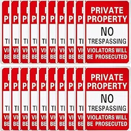 Yaocom 40 Pcs Private Property No Trespassing Sign Metal Violators Will Be Prosecuted Signs Bulk Reflective Aluminum Signs Weatherproof Private Sign for Indoor or Outdoor Use(Red,10 x 14 Inch)-image-1
