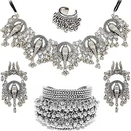 cosmo dust Women Oxidised Necklace, Earing, Bangle & Ring Set | | | CLC-042C4 |-picture-41