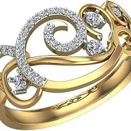 18k BIS Hallmark Yellow Gold Diamond Ring for Women-image-95
