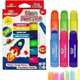 Wembley Neon Paint Stick| 6 Neon Color Art Set for Creative Kids| Colorful Non-Toxic Color Set for Kids for Painting| Mess-Free Colors Set-picture-16