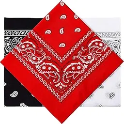 3 Pieces Paisley Bandana Unisex Bandana Scarf Men & Women Head Scarf Neck Scarves Head Wrap Bandana (Black, Red, White)-image-8