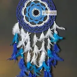 Dream Catcher, Handmade with White Feather Wall Hanging, Traditional Boho Home Decor with Crochet Design-picture-20