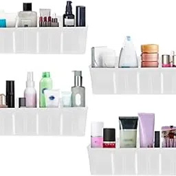 Velavie Multipurpose BPA free Stackable Drawer Wardrobe and Makeup Organiser Storage Box for Cosmetics, Nail Polish, Lipstick, Skin Care Products, Brushes (White, Set of 4)-picture-16