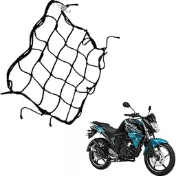 Dhe Best Bike Universal Strong Bungee Net/Seat Jali Motorcycle Bike Helmet Holder 6 Hooks Cargo0 Net Black Compatible with Yamaha FZ-S-picture-32
