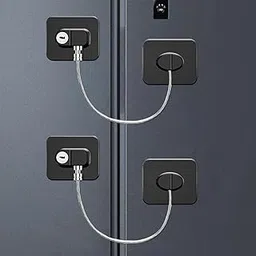 KIZZHISI Child Safety Locks (2 Pack), Refrigerator Lock with Keys, for Fridge, Cabinets, Drawers, Dishwasher, Toilet and Child Safety Cabinet, 3M Adhesive No Drilling (Black)-picture-15